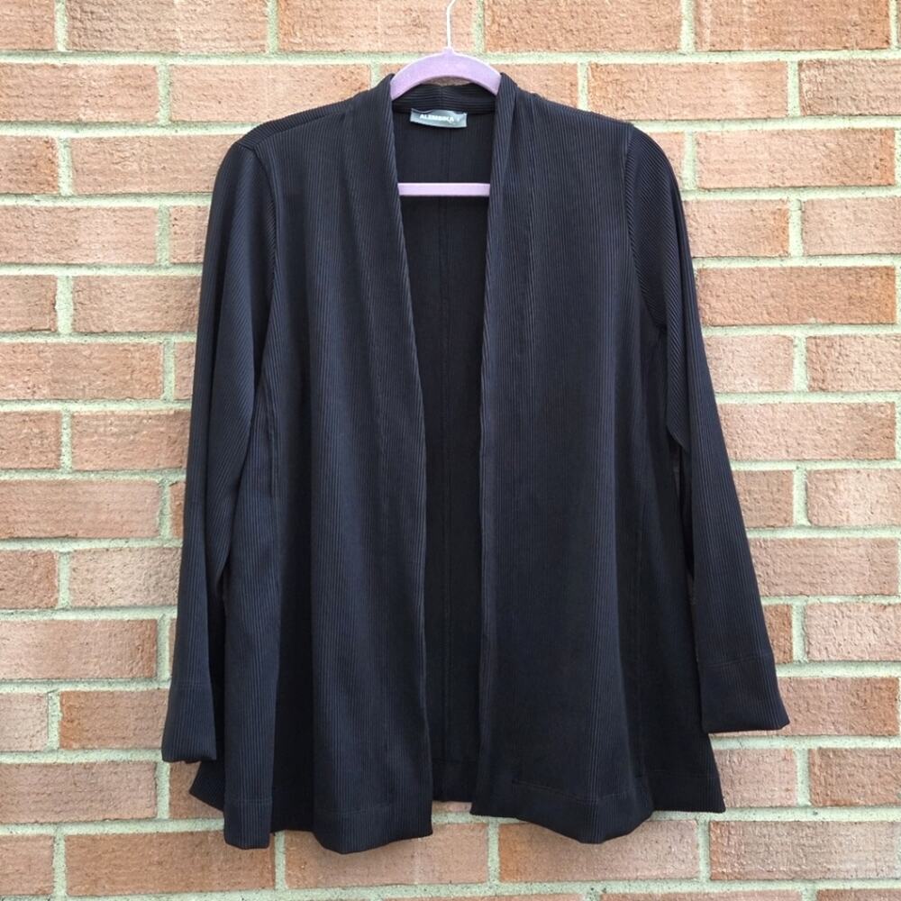 Alembika Open Front Ribbed Jacket Cardigan Top Black Size 8 10 Lagenlook